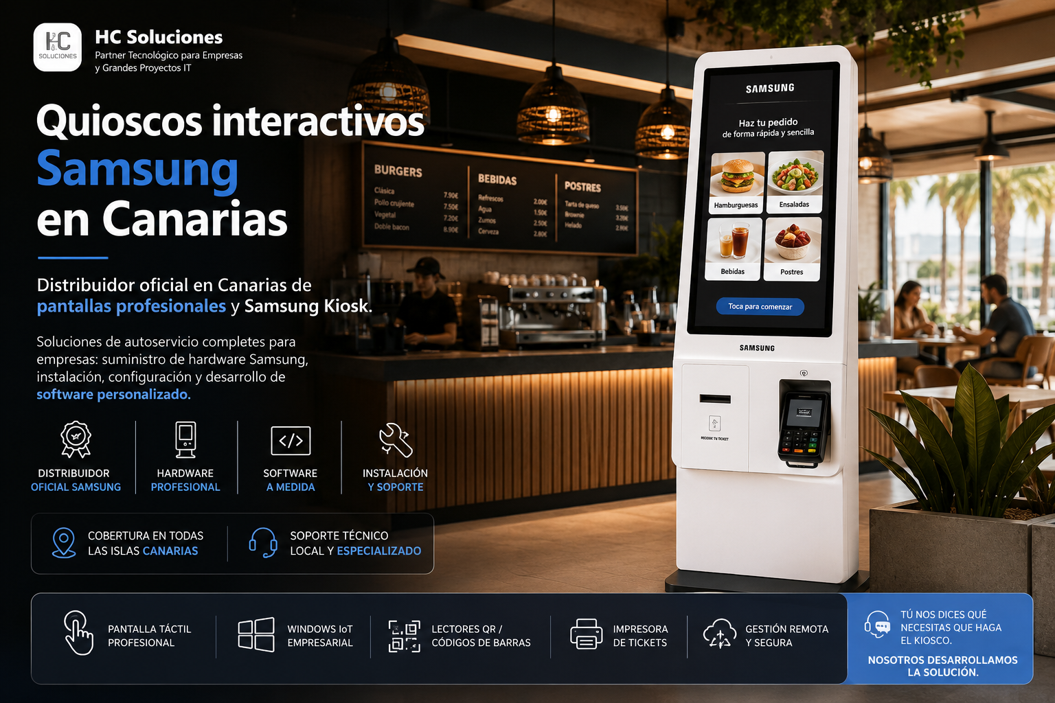 Haz clic para ampliar HC Soluciones, distribuidor oficial de Samsung Kiosk y pantallas profesionales en Canarias